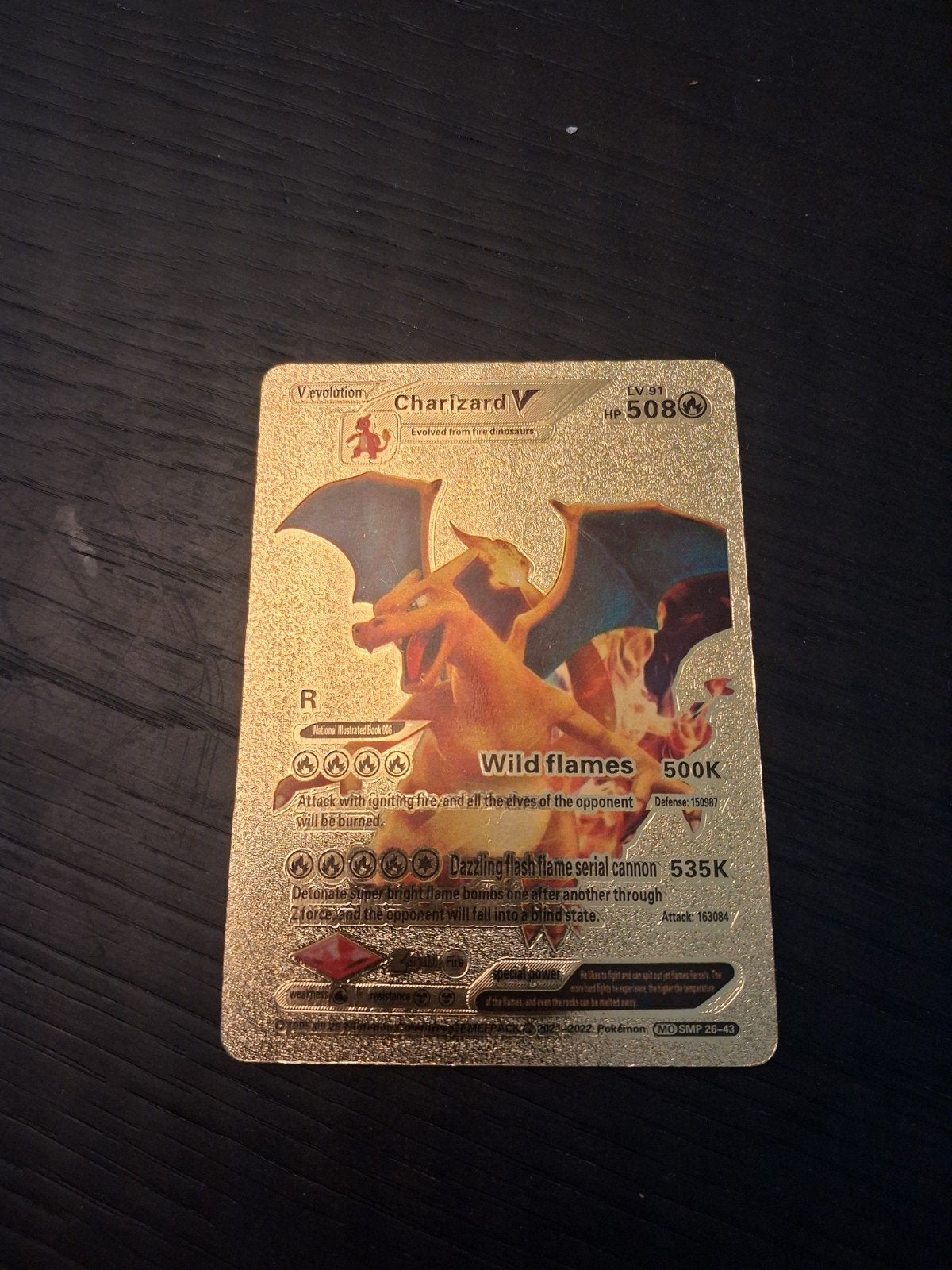 Gouden Charizard V Pokémon Kaart - Zeldzaam, Ophalen of Verzenden, Zo goed als nieuw, Losse kaart, Foil