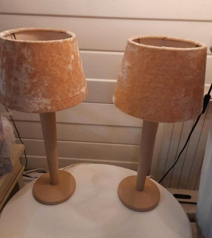 Set 2 brocante lampjes compleet, Huis en Inrichting, Lampen | Tafellampen, Ophalen