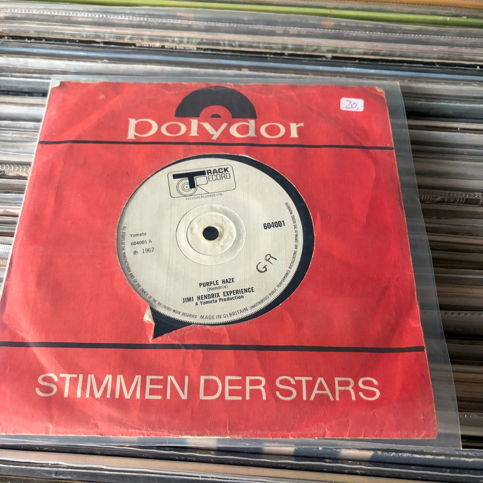 Jimi Hendrix Experience - Purple Haze (1967) Polydor 7 inch, Gebruikt, Originele persing, 7 inch, Ophalen of Verzenden