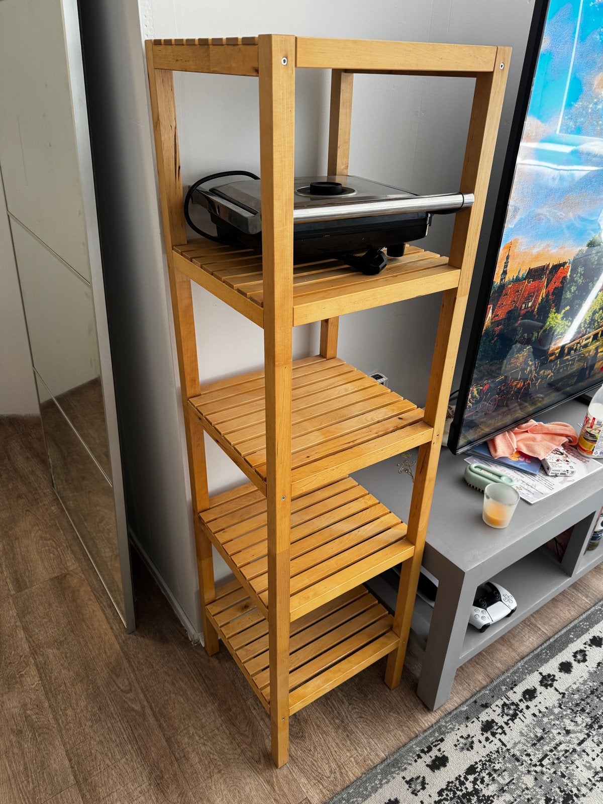 Houten rek met 4 planken - ideaal voor opslag, Ophalen, Gebruikt
