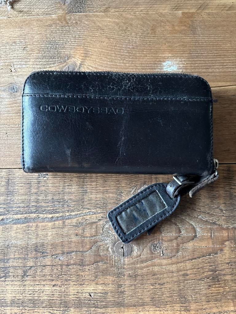 Cowboysbag Leren Portemonnee - Zwart, Overige merken, Gebruikt, Zwart, Ophalen of Verzenden