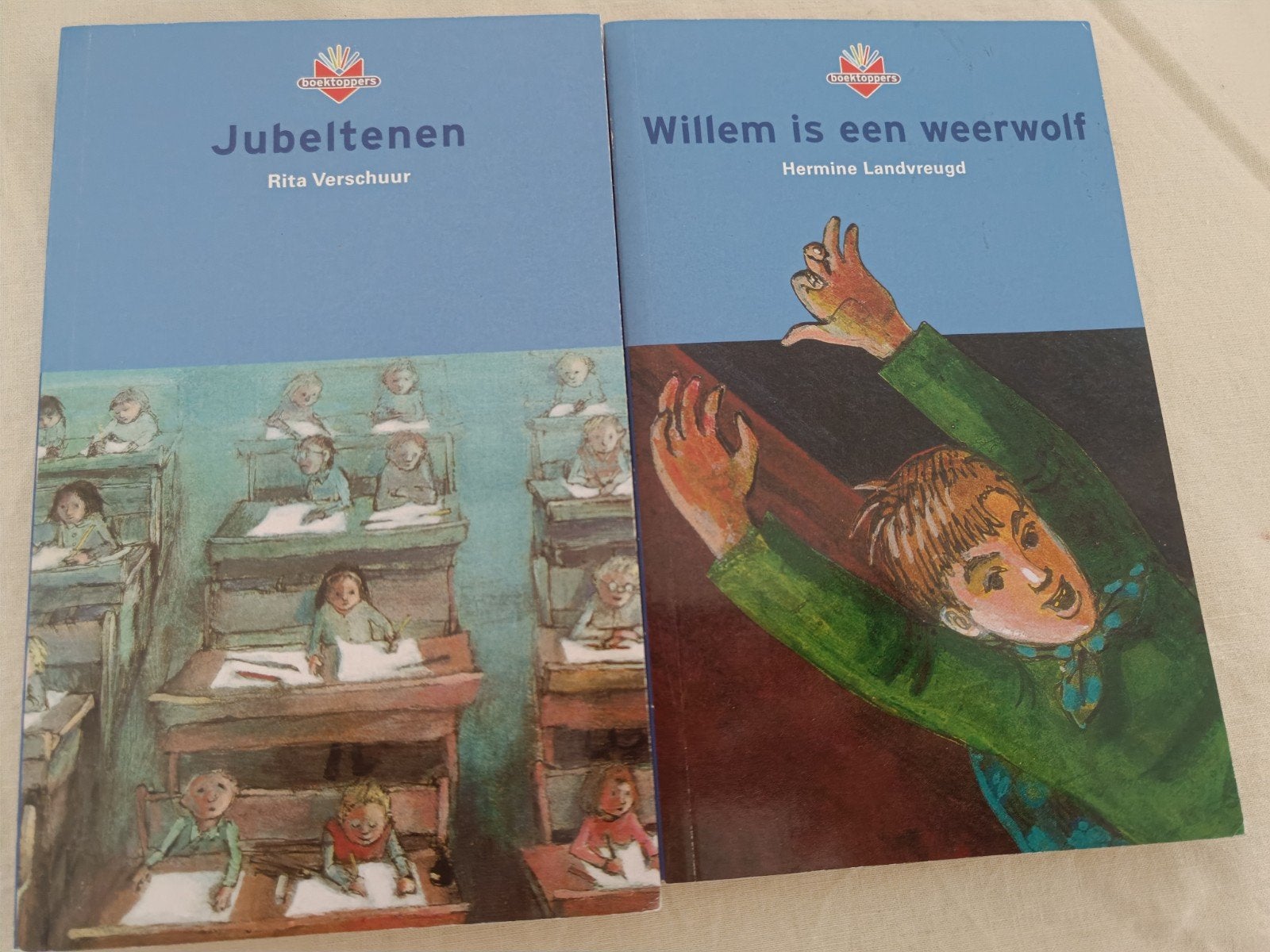 2x Boek: Jubeltenen & Willem is een weerwolf (AVI 8), Ophalen of Verzenden, Gelezen, Rita Verschuur, Hermine Landvreugd, Fictie