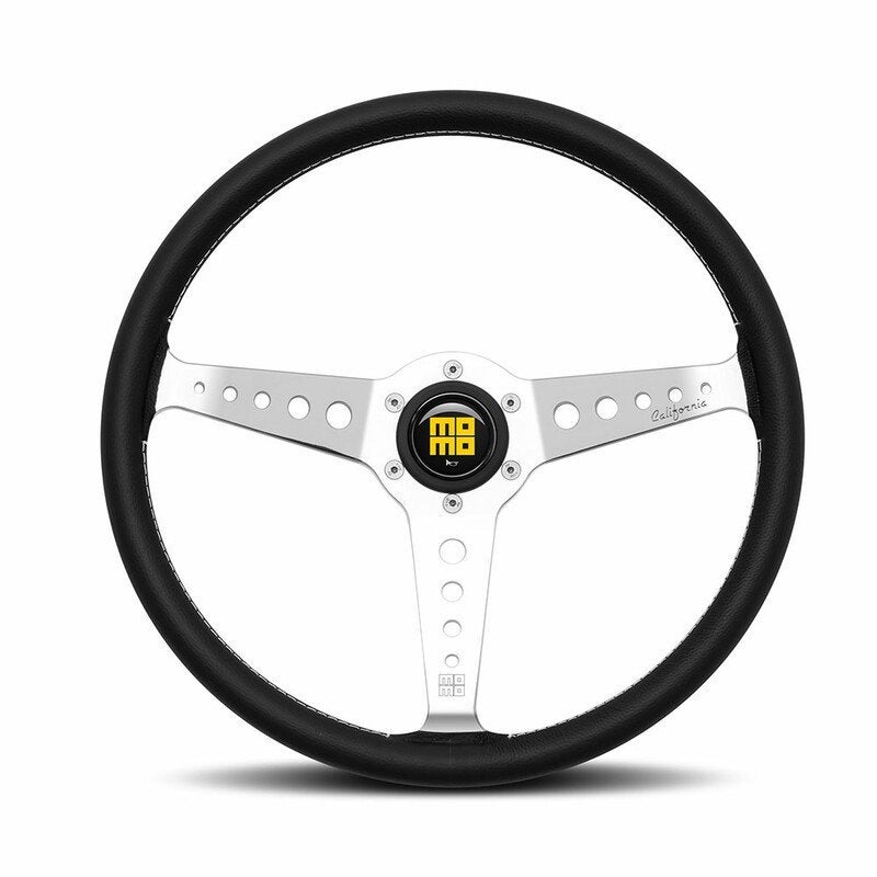 Momo California sportstuur Zwart leder Chroom spaken 360mm, Ophalen of Verzenden