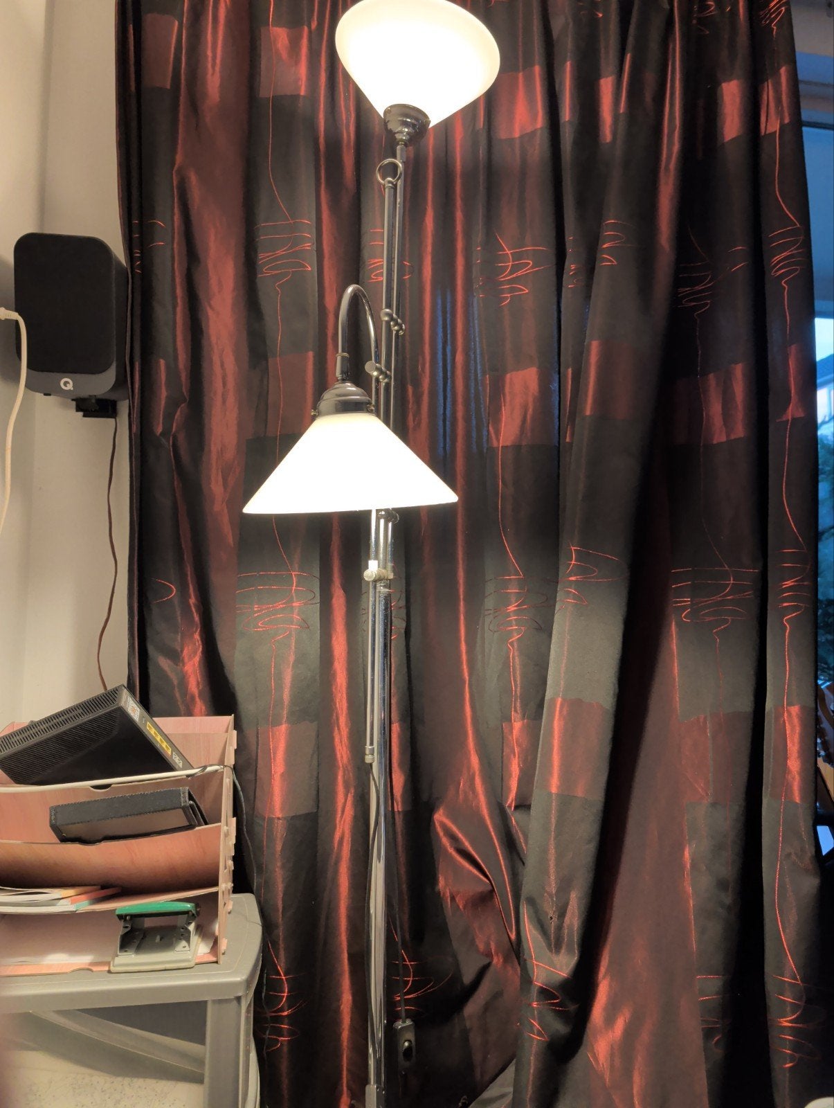 Nette staande lamp met leeslamp, Ophalen, Gebruikt, E27 (groot), Glas