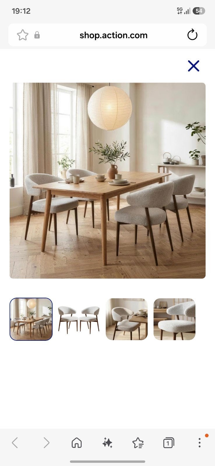 Action japandi style 6 stoelen, Ophalen, Nieuw, Rechthoekig, 50 tot 100 cm