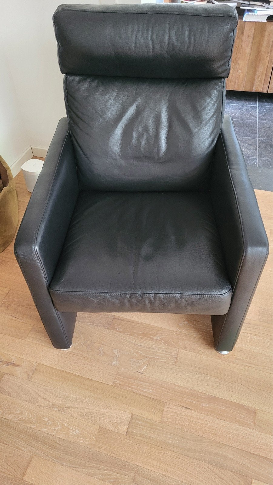 Zwarte leren stoel., Ophalen, Gebruikt, Eenpersoons, Minder dan 150 cm