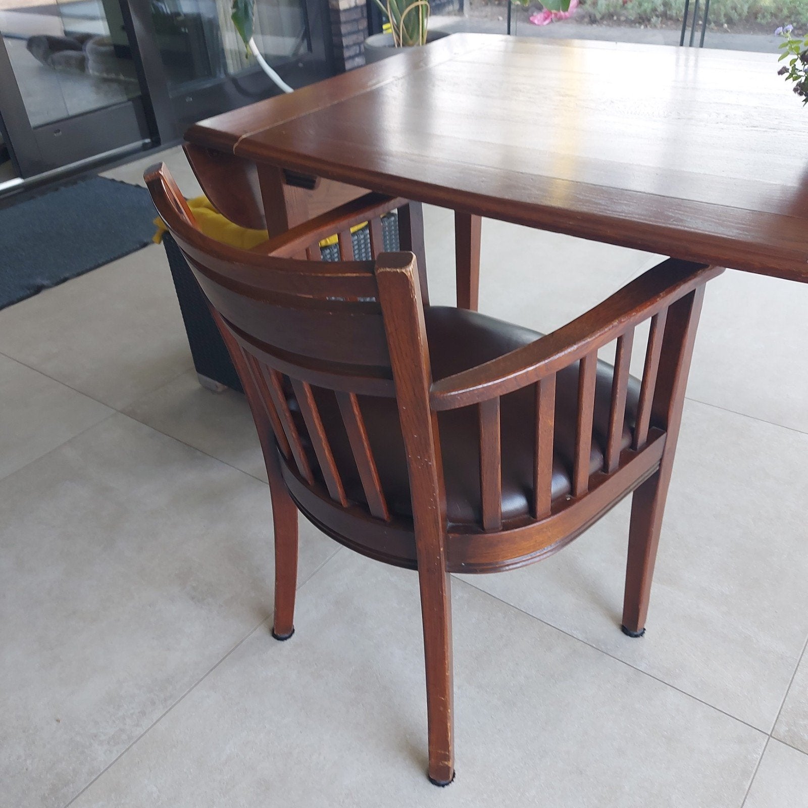 Engels eiken eethoek met 4 stoelen, Ophalen, Gebruikt, Eikenhout, 50 tot 100 cm