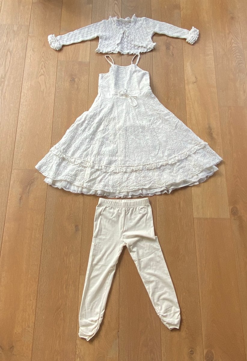 Kleren bruidsmeisje Marybel vest 104 jurk maat 128 broek 116, Kleding | Dames, Ophalen of Verzenden, Zo goed als nieuw, Wit, Bruidsmeisjeskleding
