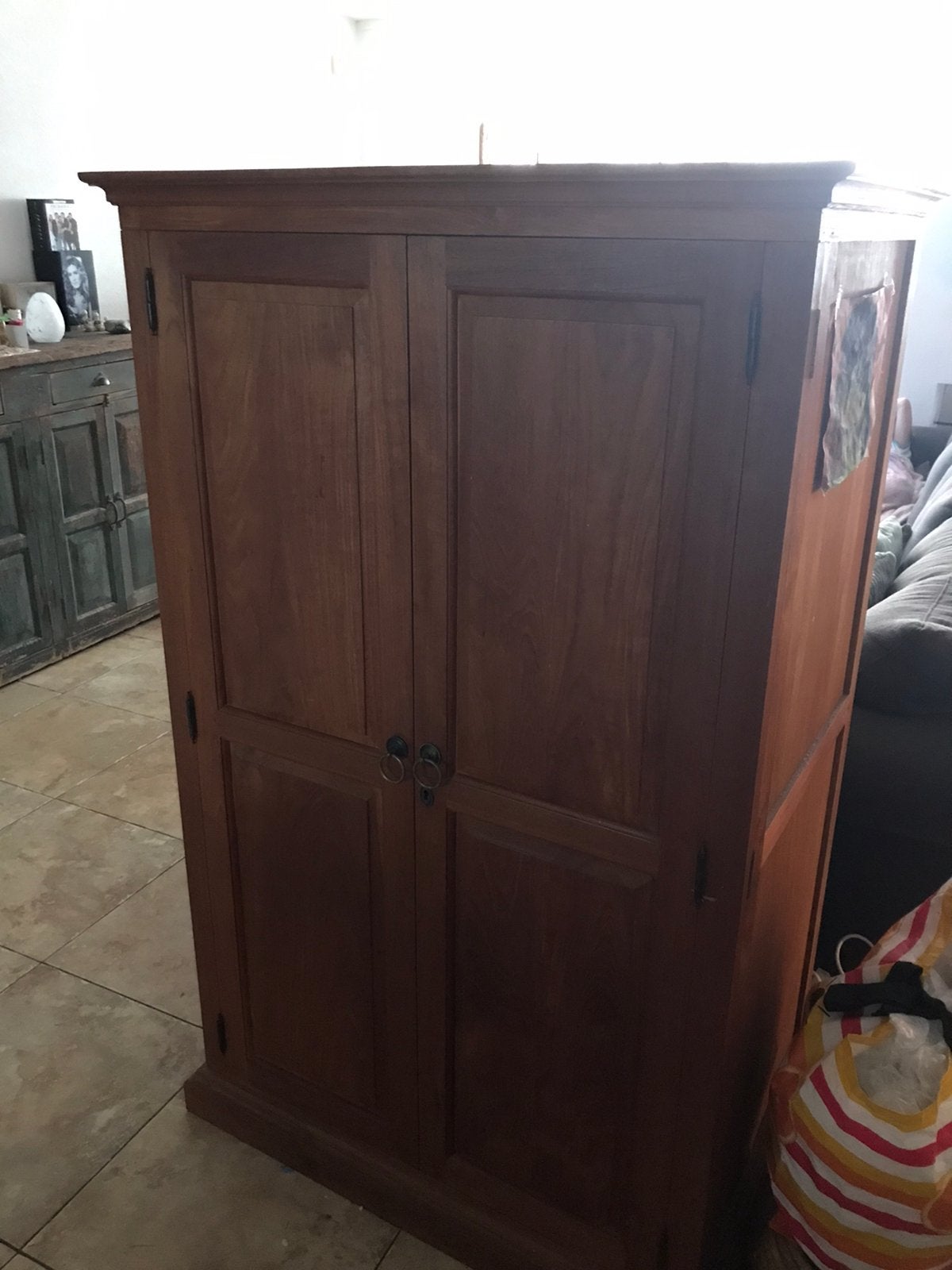 Gratis Teakhouten computer kast, Ophalen, Zo goed als nieuw, 120 tot 170 cm