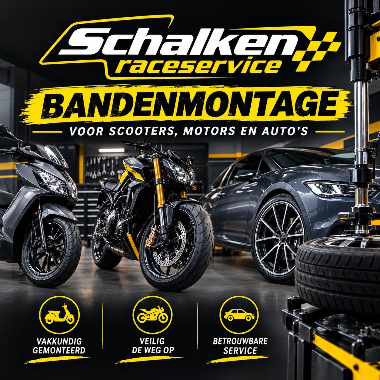 Bandenmontage voor scooters, motoren en auto's, Ophalen of Verzenden, Nieuw