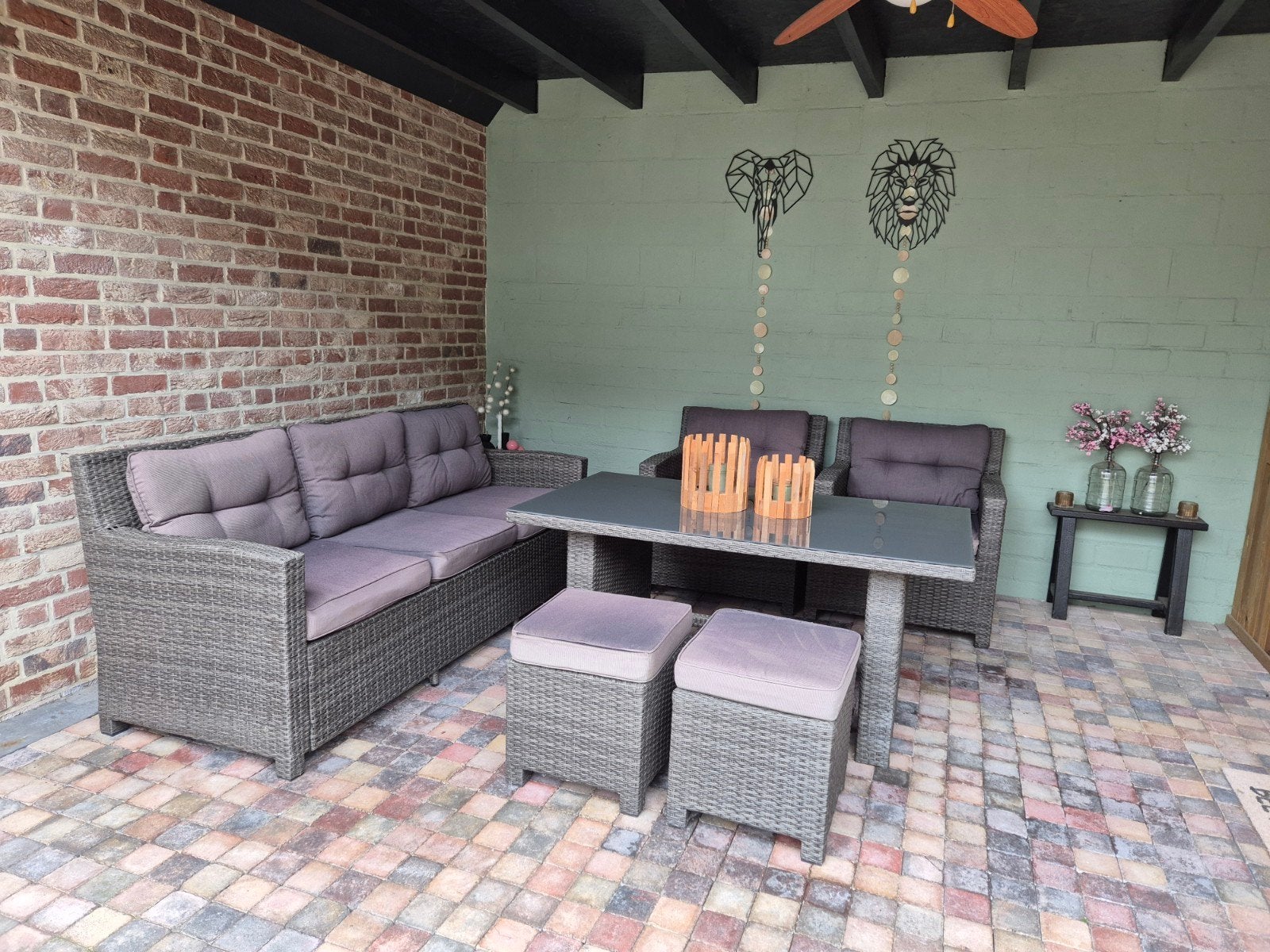 Dining Loungeset Antraciet/Grijs in zeer goede staat!, Ophalen, Bank, Aluminium, Zo goed als nieuw