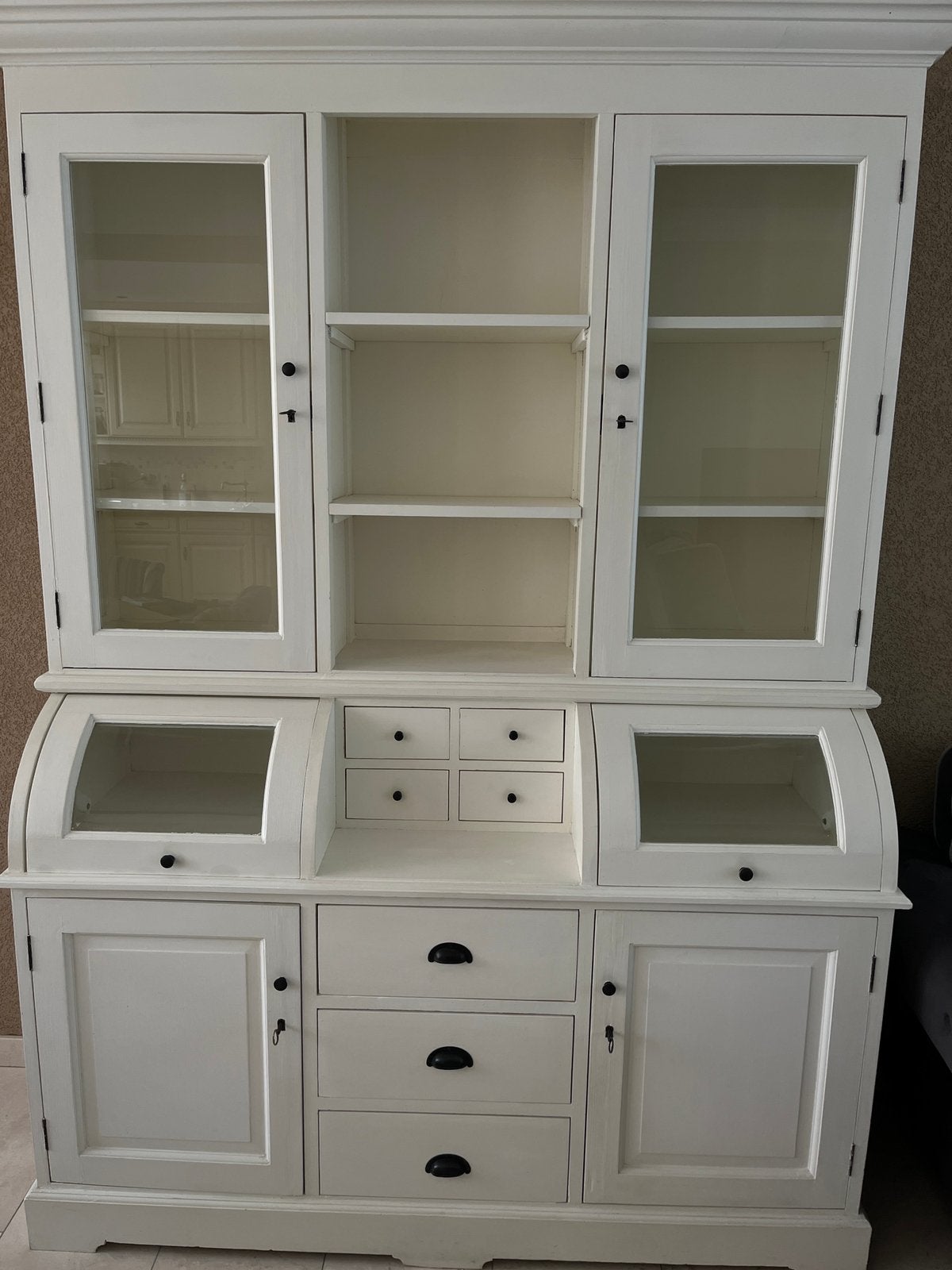 Buffetkast 150x210x52 wit 2 delig, Ophalen, 100 tot 150 cm, 200 cm of meer, Met deur(en)