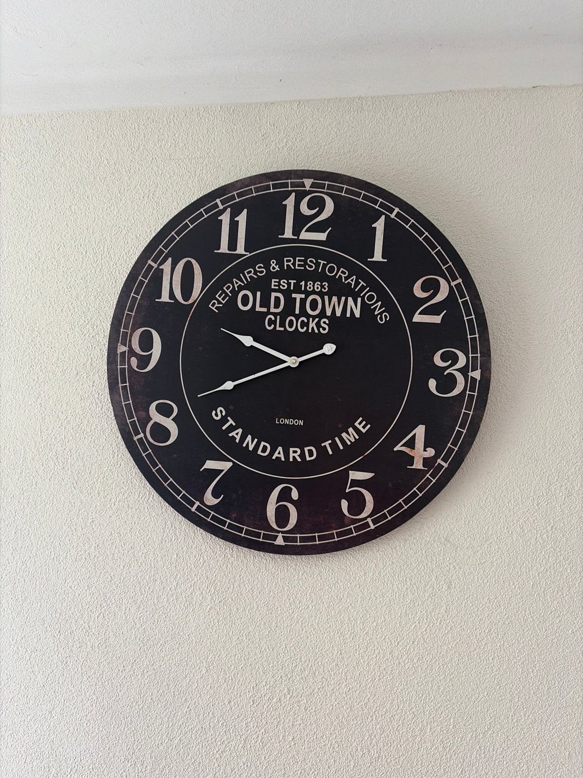 Grote ronde wandklok 'Old Town Clocks' - Vintage stijl, Ophalen