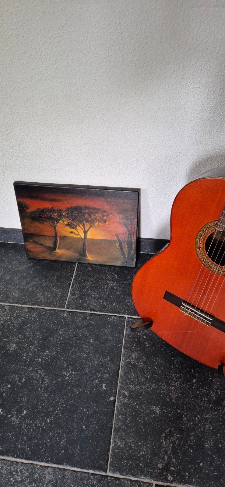Afrikaanse zonsondergang schilderij., Ophalen