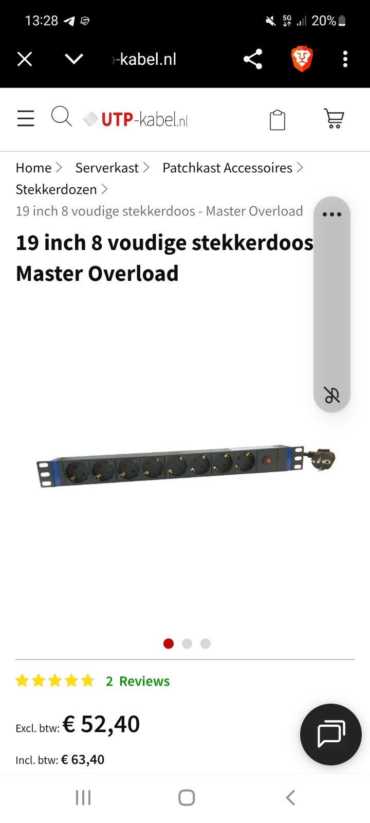 19 inch 8-voudige stekkerdoos Master Overload, Ophalen of Verzenden, Zo goed als nieuw
