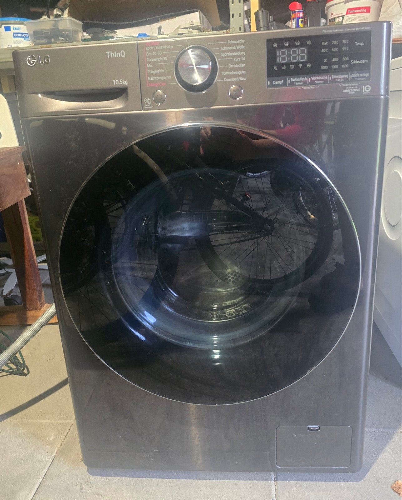 LG ThinQ Wasmachine 10.5kg - Zo goed als nieuw, Ophalen, 10 kg of meer, Energieklasse A of zuiniger, Voorlader