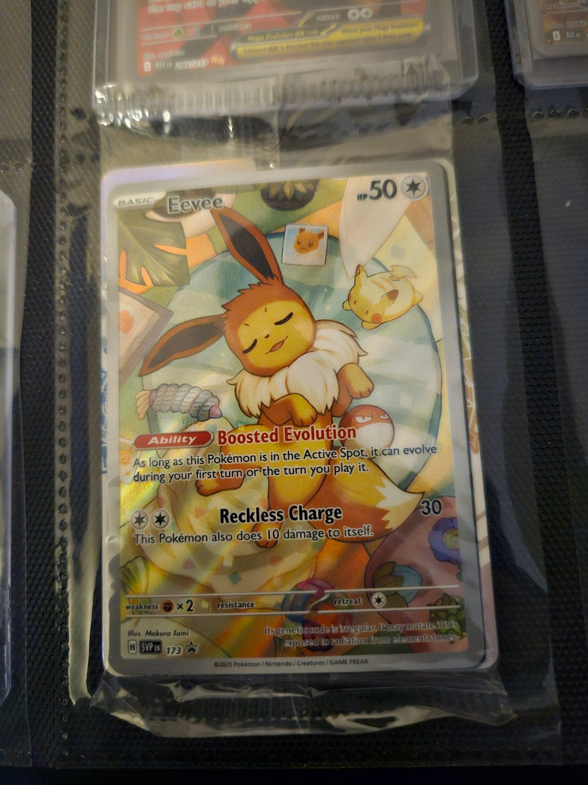 Pokemon Eevee SVP 173 Promo, Ophalen of Verzenden, Zo goed als nieuw, Losse kaart, Foil