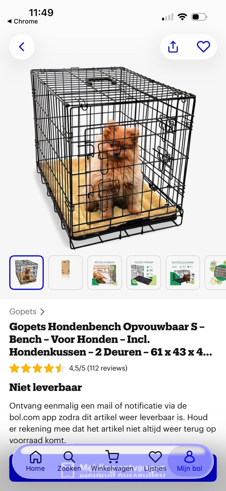 Kleine honden/katten bench te koop, Ophalen, Zo goed als nieuw, Minder dan 75 cm, Minder dan 65 cm