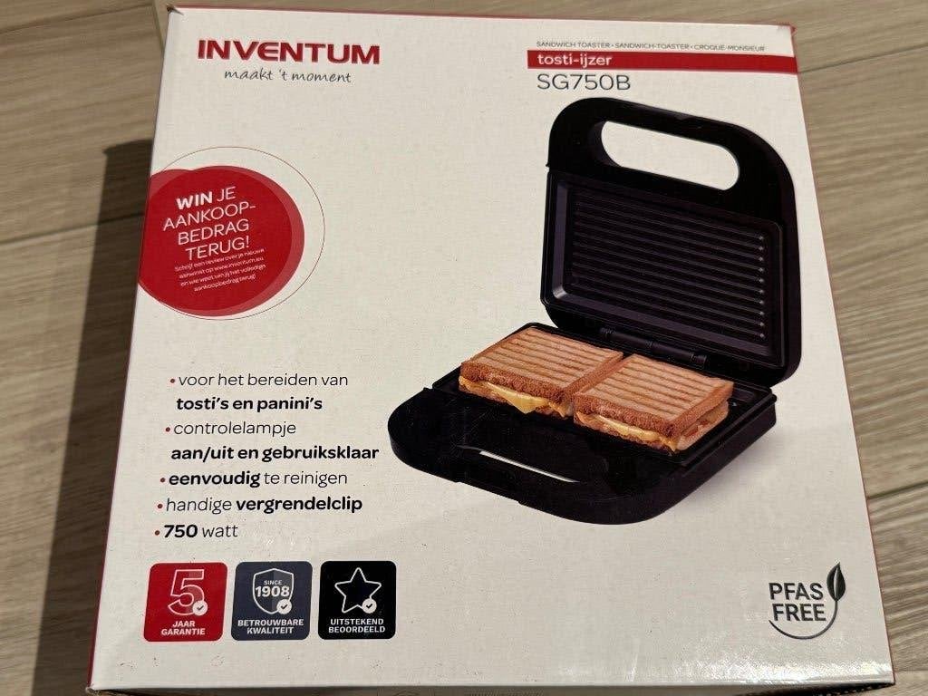 Zo goed als nieuwe Inventum SG750B Contactgrill/Tosti-ijzer, Ophalen of Verzenden, Zo goed als nieuw, Tafelgrill