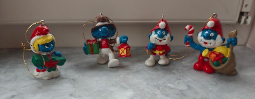 Vintage kerst smurfen kerstmis kerstman kerstvrouw ornament, Ophalen of Verzenden, Smurfen, Zo goed als nieuw, Beeldje of Figuurtje