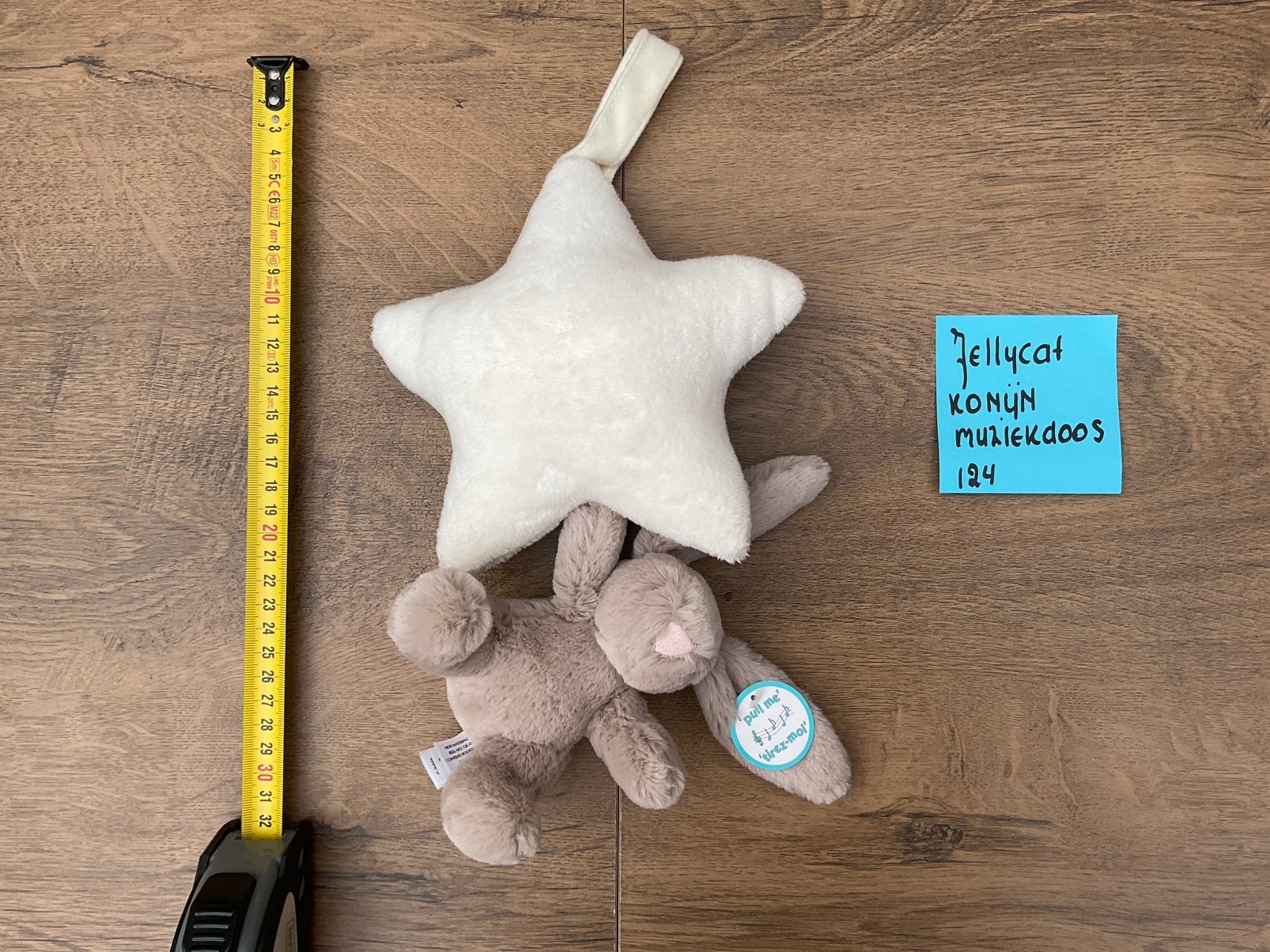 Nieuw JELLYCAT bunny Star knuffel muiekdoosje, werkt!, Ophalen, Jellycat, Overige karakters, Konijn