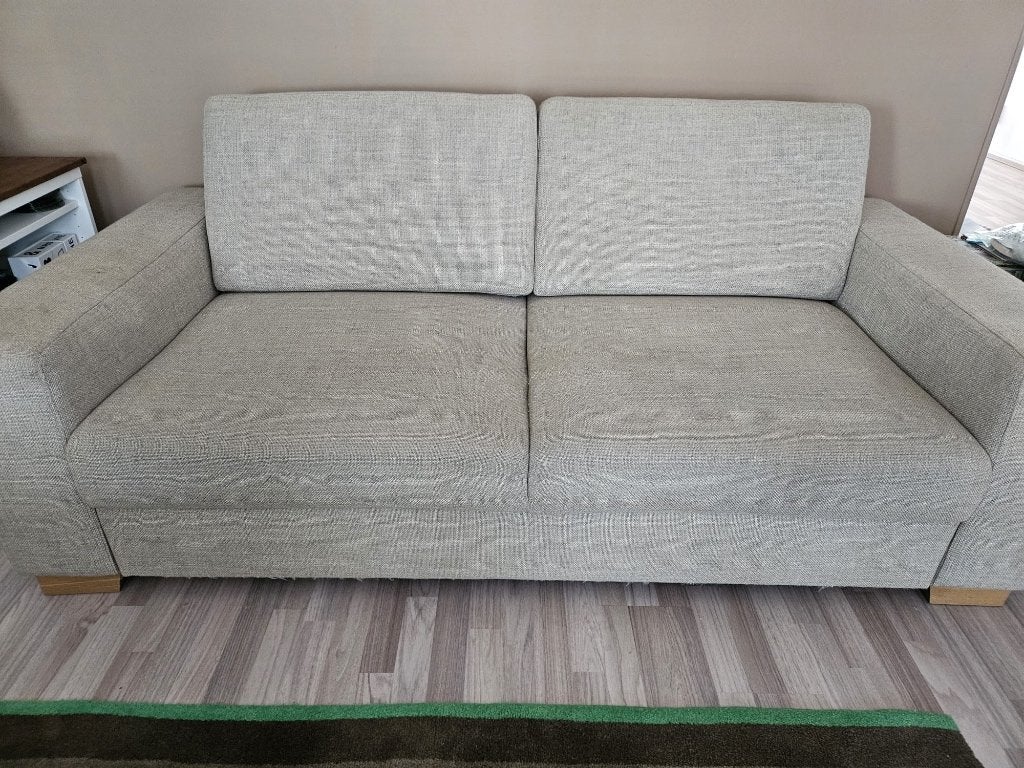 Sorvallen 2-zitsbank (beige)met 2 hoofdsteunen, Ophalen, Gebruikt, Tweepersoons, 75 tot 100 cm