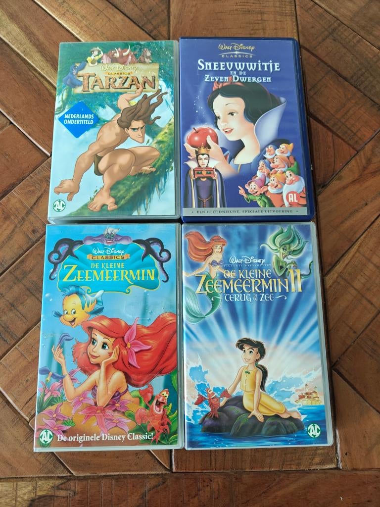 4x Disney VHS, Gebruikt, Tekenfilm, Alle leeftijden, Ophalen of Verzenden