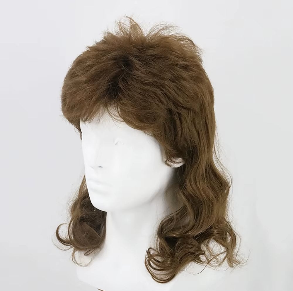 Bruine Heren Mullet Pruik, Verzenden, Nieuw, Pruik of Haarverlenging