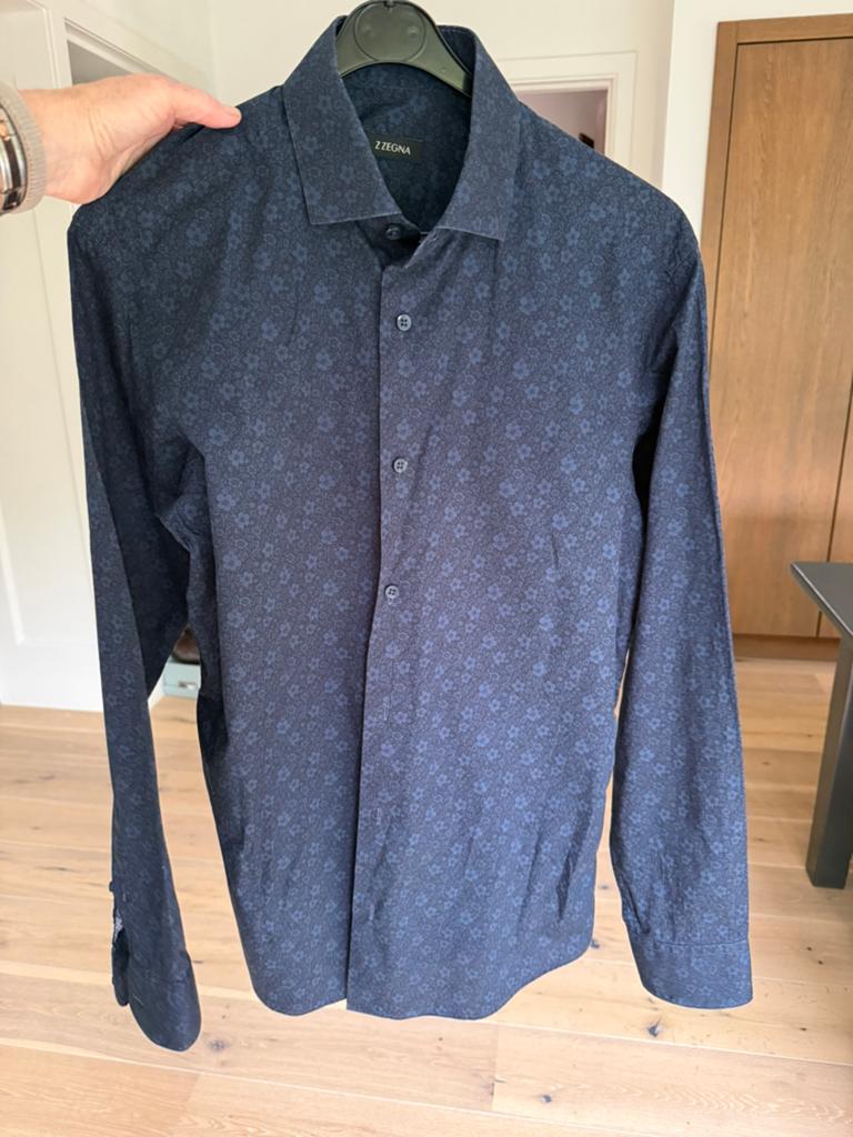 Overhemd Zegna, Ophalen of Verzenden, Zo goed als nieuw, Blauw, Halswijdte 39/40 (M)