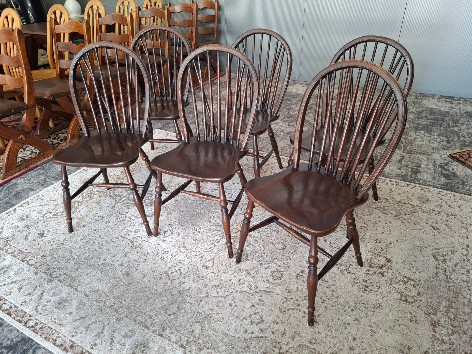 Unieke 6 delige Vintage Engelse Windsor stoel stoelen. Kijk,, Ophalen, Gebruikt, Bruin, Vijf, Zes of meer stoelen