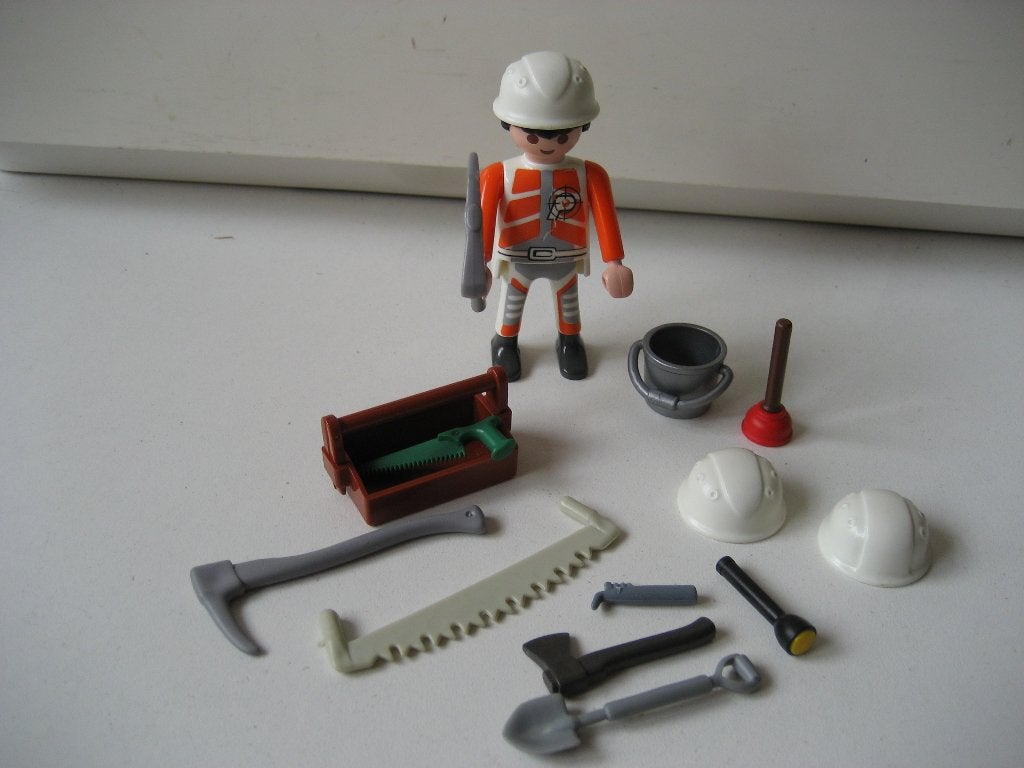 playmobil bouwvakker met gereedschap, Ophalen of Verzenden, Zo goed als nieuw