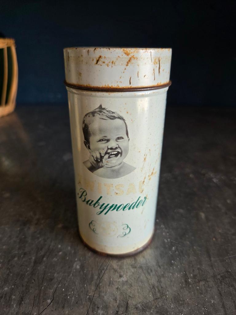 Vintage retro blik zwitsal babypoeder, Verzamelen, Blikken, Ophalen, Gebruikt, Overige