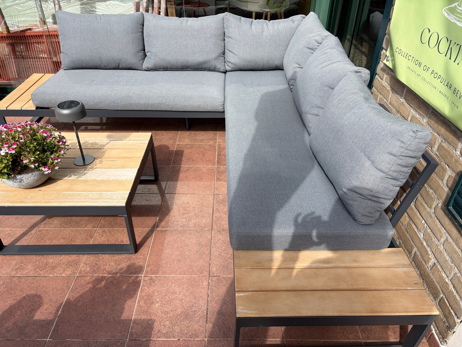 Hoekbank/Loungeset tuin met Eucalyptus Hout, Ophalen, 5 zitplaatsen, Zo goed als nieuw, Loungeset
