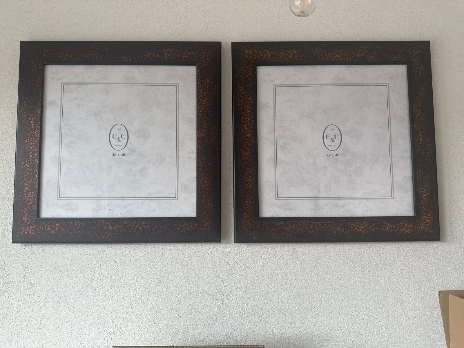 Set van 2 fotolijsten 40x40 cm - Donkerbruin/ brons, Ophalen, Bruin, Gebruikt, Fotolijst