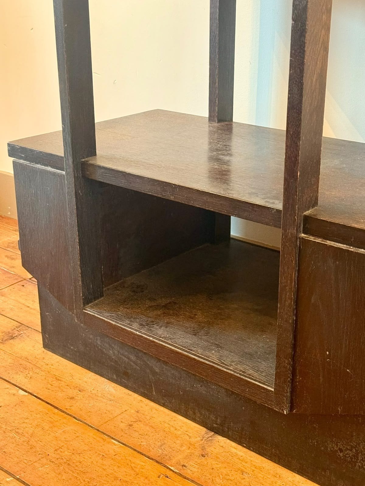 Haagse School Stijl Gebeitst Eiken Bijzettafel/Boekenkastje, Ophalen of Verzenden