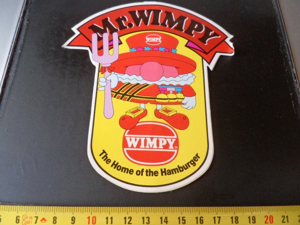 sticker MR WIMPY the home of the hamburger, Verzamelen, Ophalen, Zo goed als nieuw