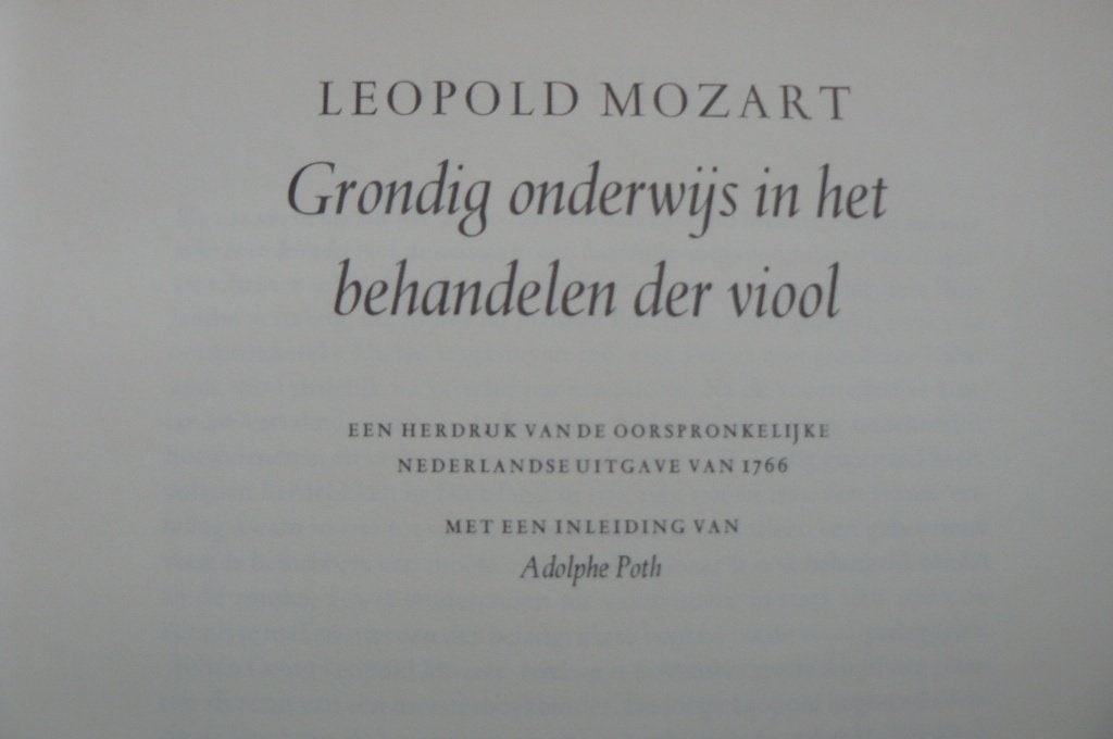 LEOPOLD MOZART / VIOOL / grondig onderwijs / facsimile, Ophalen of Verzenden, Gelezen, Artiest