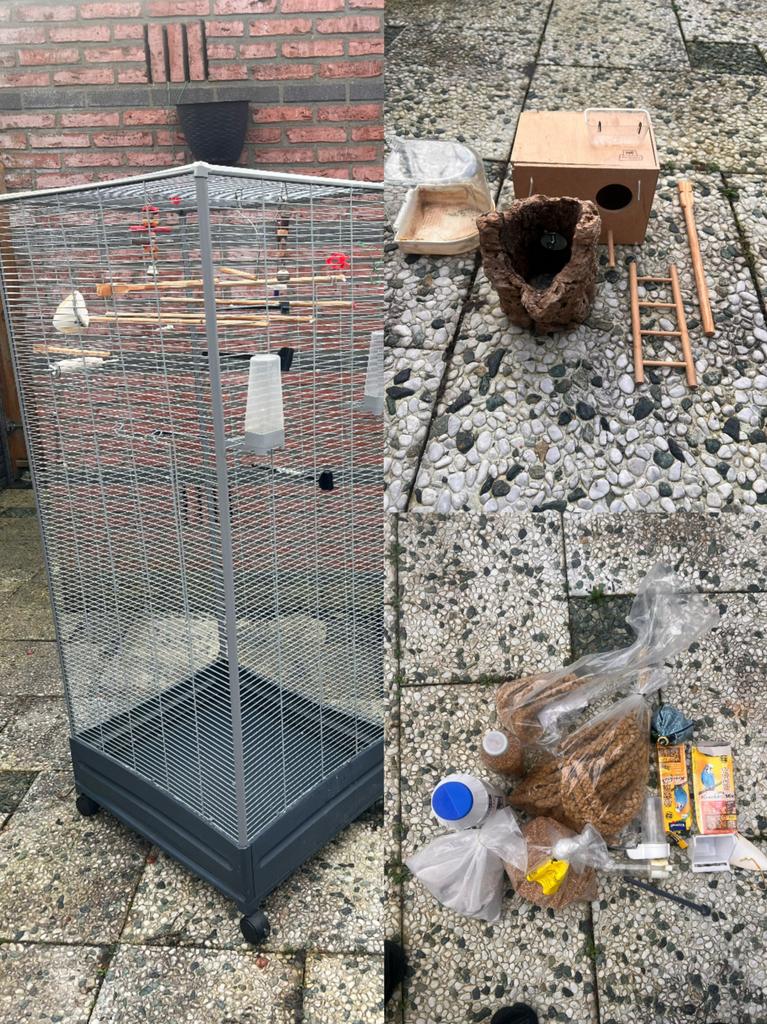 COMPLEET Vogelkooi voor parkiet/kanarie/ vogel/ kooi, Dieren en Toebehoren, Ophalen, Zo goed als nieuw, Metaal, Vogelkooi