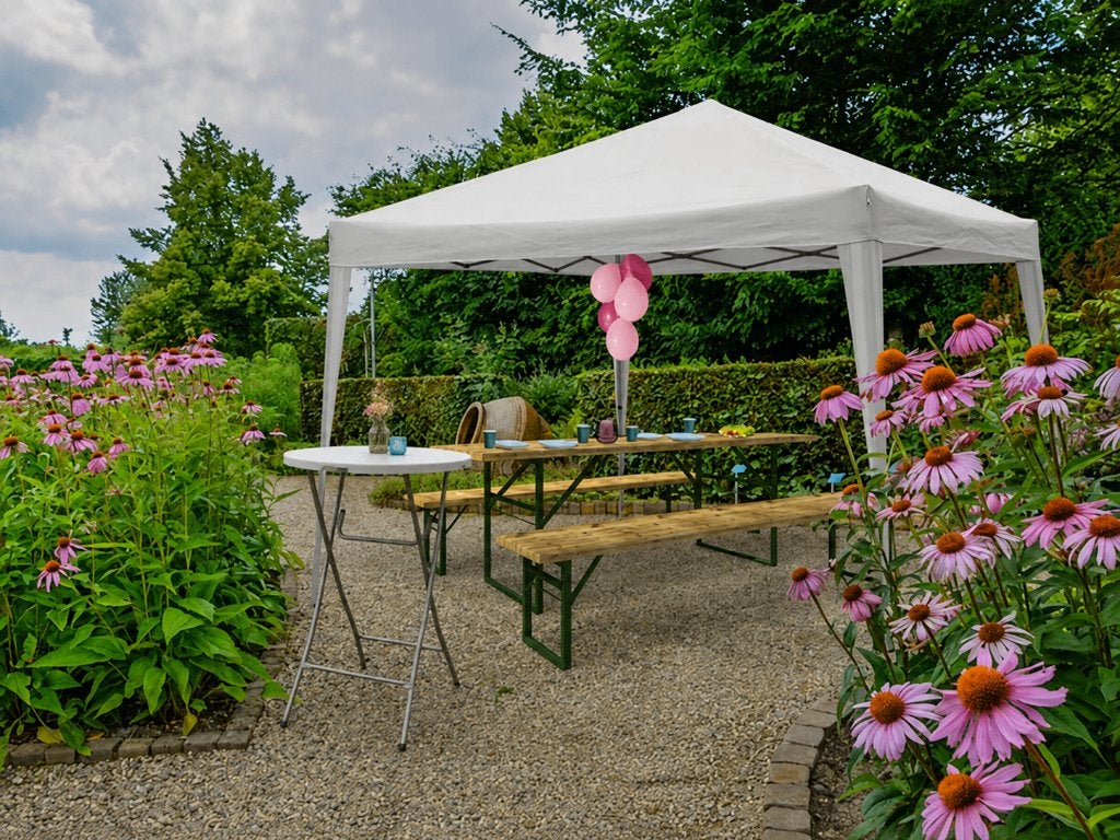 Partytent + 2 statafels / EUR 35 / TE HUUR, Ophalen, Gebruikt, Overige