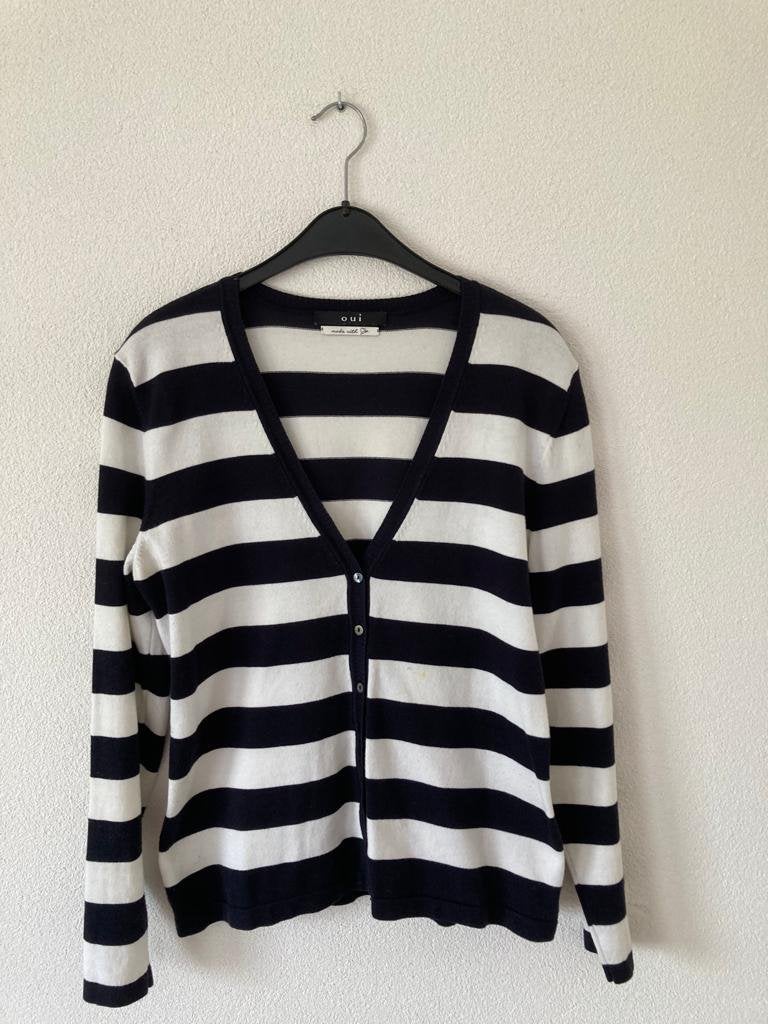 Leuk vestje ‘Oui’ 40, Ophalen of Verzenden, Zo goed als nieuw, Maat 38/40 (M), Blauw