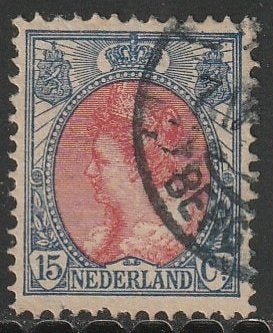 Nederland 1899 65D Wilhelmina 15c, Gest Bergen, Postzegels en Munten, Postzegels | Nederland, Ophalen of Verzenden, Na 1940, Gestempeld