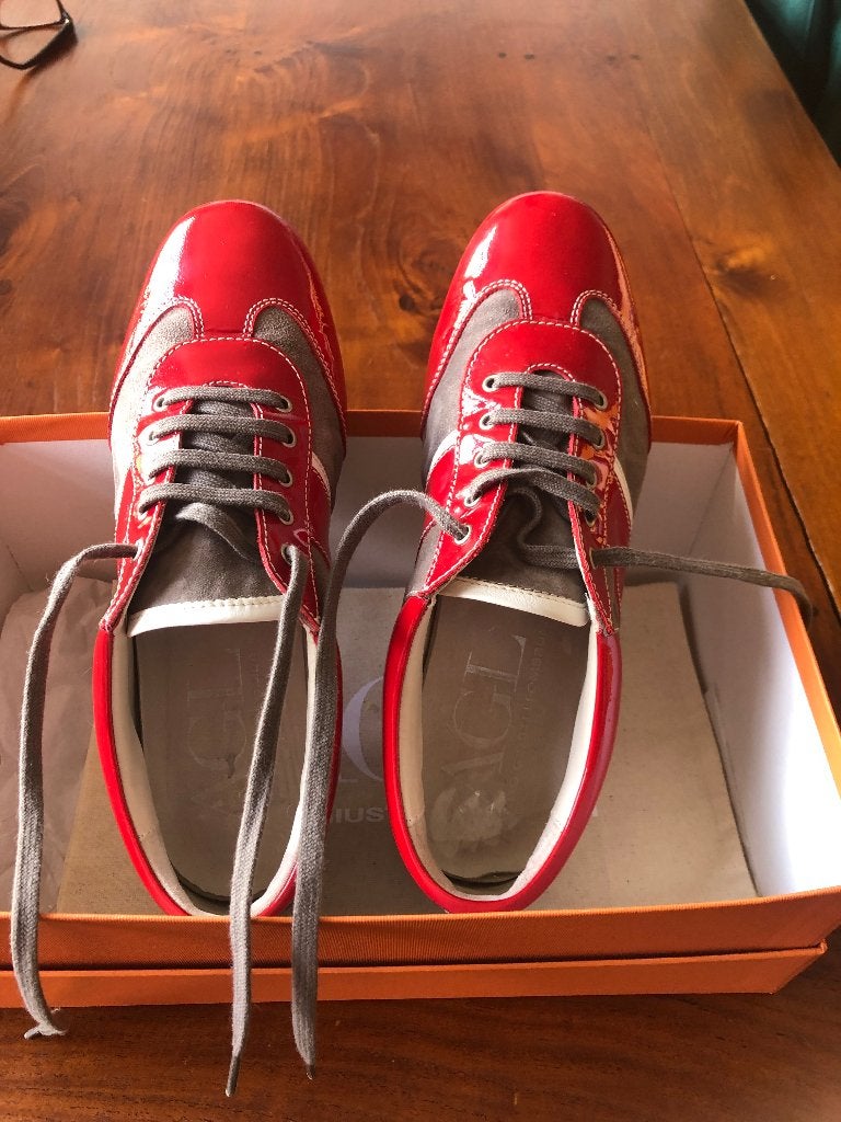 Rode lakleren/suède sneakers AGL maat 38, AGL, Ophalen of Verzenden, Rood, Sneakers of Gympen