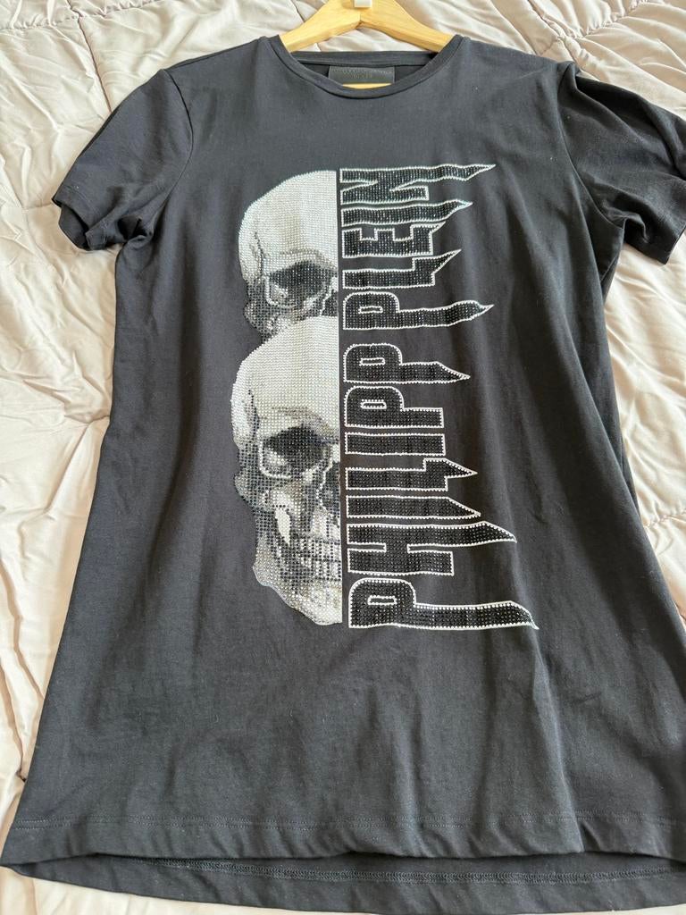 Philipp Plein T-shirt met doodskop en strass - Maat M, Kleding | Heren, Ophalen, Zo goed als nieuw, Maat 48/50 (M), Zwart