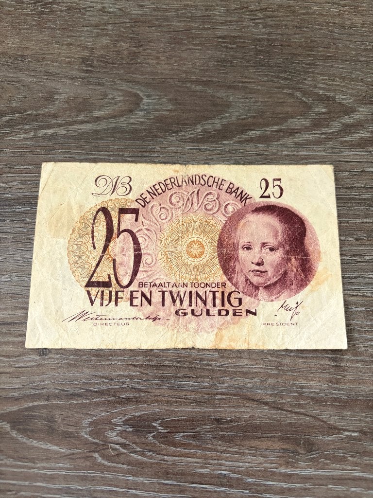 Lastig biljet 25 gulden Meisje in Blauw, 1945, Postzegels en Munten, Ophalen of Verzenden, 25 gulden