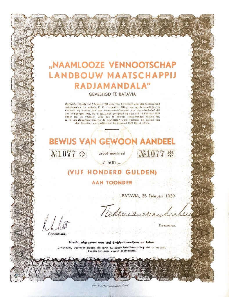 Aandelen, Ophalen of Verzenden, 1920 tot 1950, Aandeel