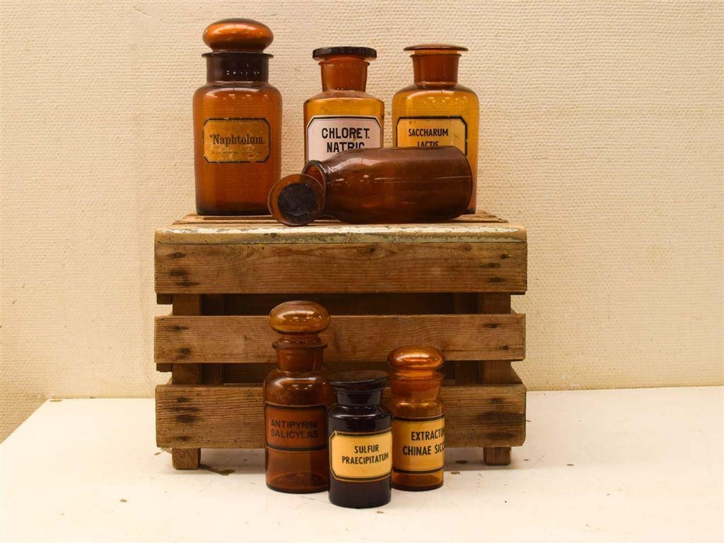 Vintage apothekerspotten met deksel 51546, Antiek en Kunst, Ophalen of Verzenden