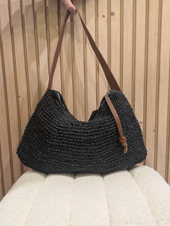 Becksondergaard - Raffia schoudertas - Nieuw €100, Schoudertasje, Zwart, Nieuw, Ophalen of Verzenden