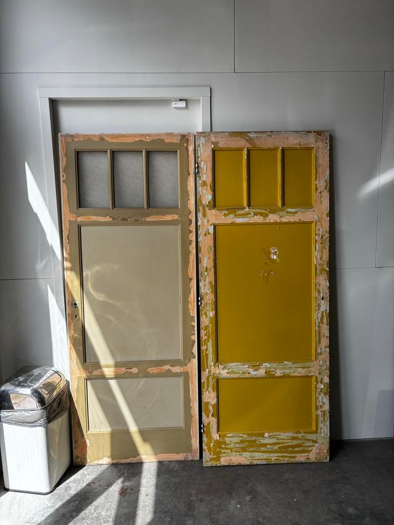 Oude houten paneeldeuren - set van 4, Ophalen, Gebruikt, 80 tot 100 cm, Binnendeur
