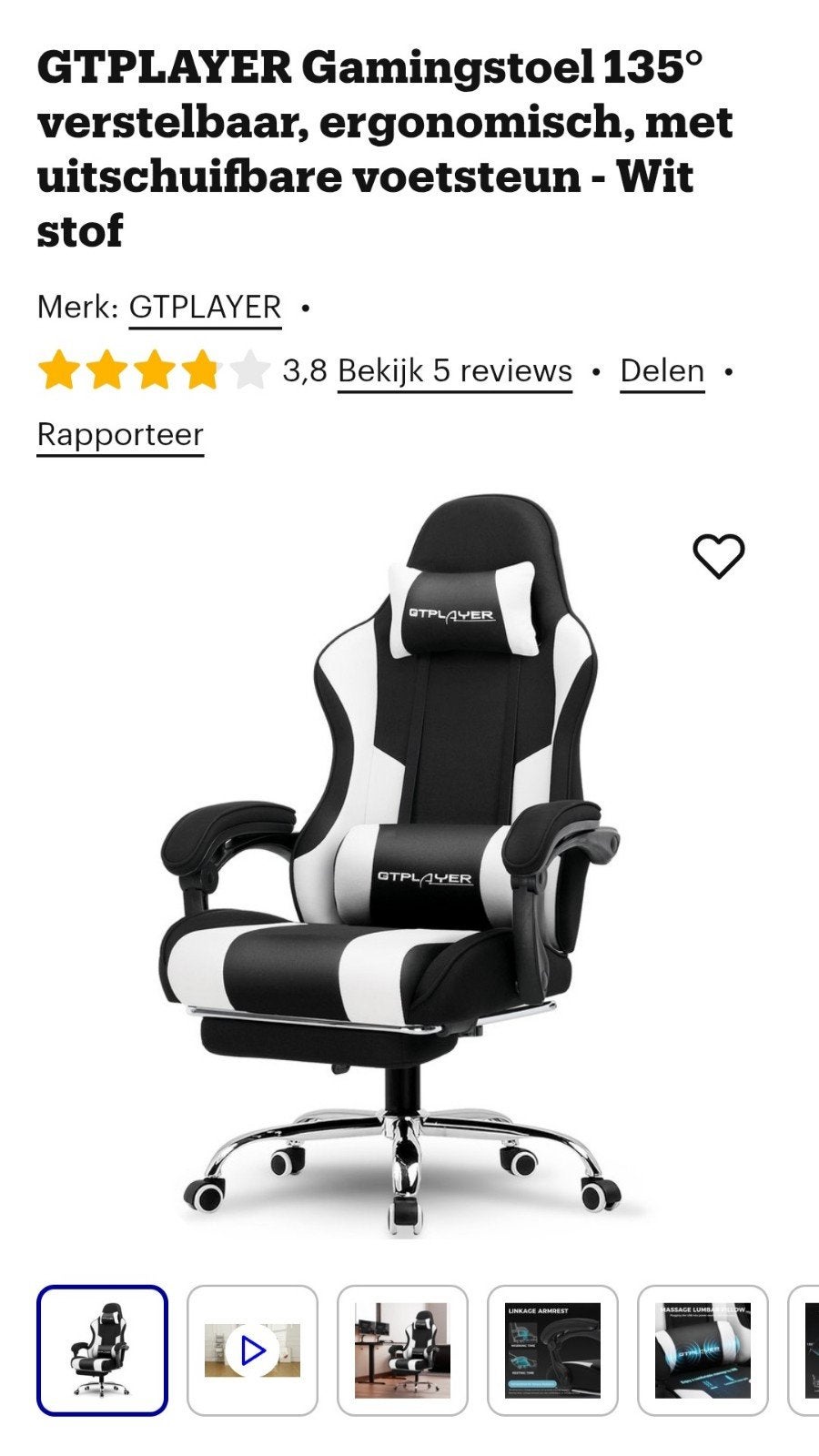 gtplayer gamestoel , gamingstoel , bureaustoel nieuw, Ophalen, Gaming bureaustoel, Nieuw, Zwart