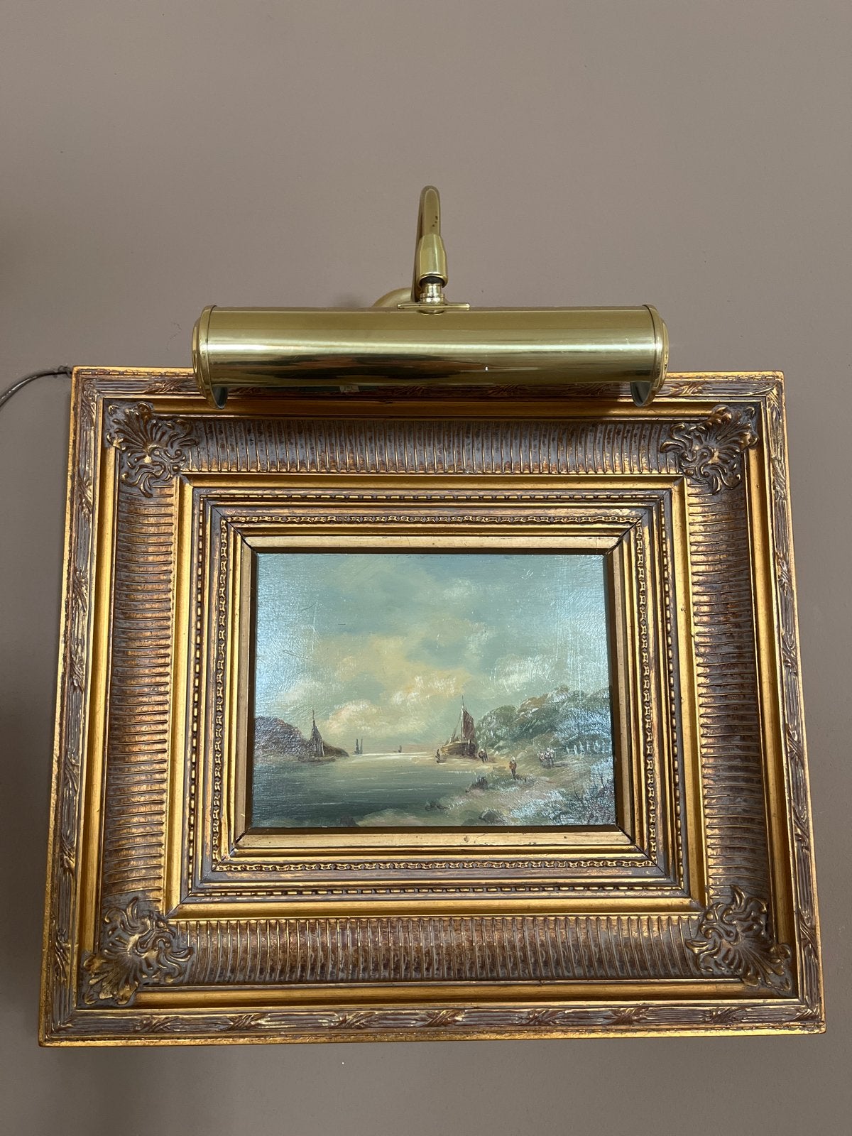 Klassiek Maritiem Zeegezicht - Romantische Stijl, Antiek en Kunst, Ophalen, Maritiem / water, Doek, Bijzondere lijst
